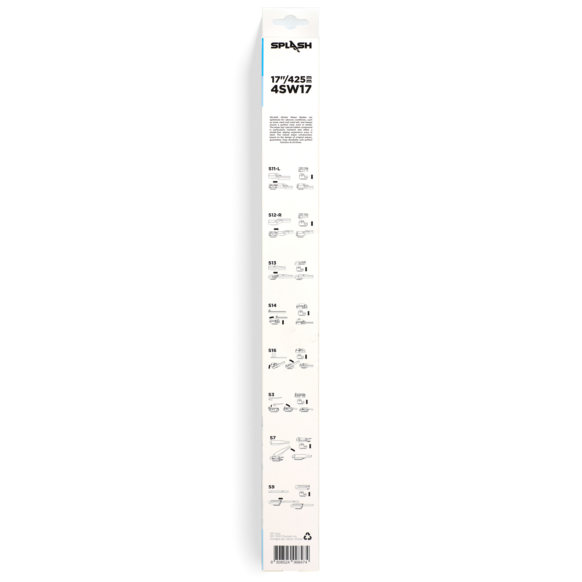 Щетка стеклоочистителя зимняя SPLASH 430mm (17'') 4SW17